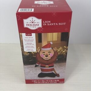 Holiday Time Christmas Lion In Santa Suit Airblown  4ft NEW